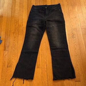 Risen | Women’s Black Frayed-Hem Flare Jeans | Size 9/29